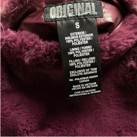 Nicole Miller Original Women S Fuax Fur Lined Reversible Quiled Zip Up Vest Wine - Picture 12 of 13